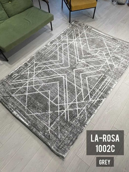 Турецька Килимова Доріжка La-Rosa Grey, Beige з бавовняною основою!