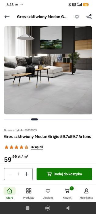 Nowy Gres szkliwiony Medan Grigio 59.7x59.7 Artens OKAZJA 50% TANIEJ