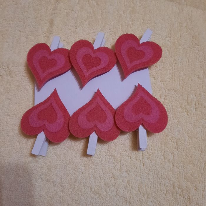 Набор сердечек на деревянных прищепках Сердечко 4.5х4.5см из фетра