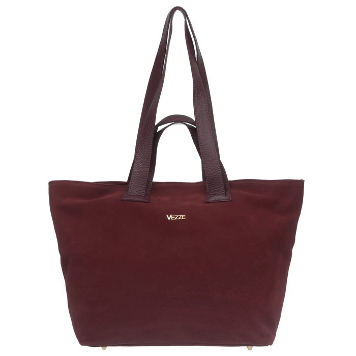 VEZZE torebka zamszowa shopper z długimi rączkami V498 c.bordowa