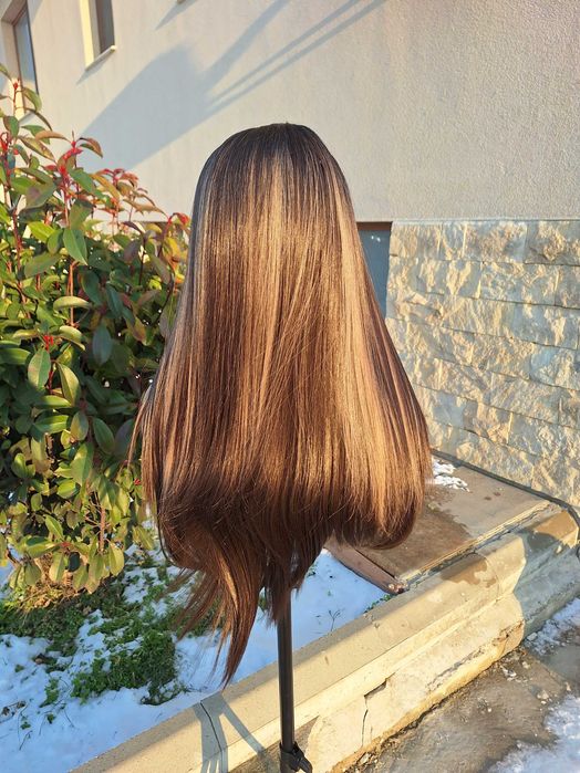 Długa Prosta Ciemna Peruka Na Koronkowej Siateczce Lace Front Wig