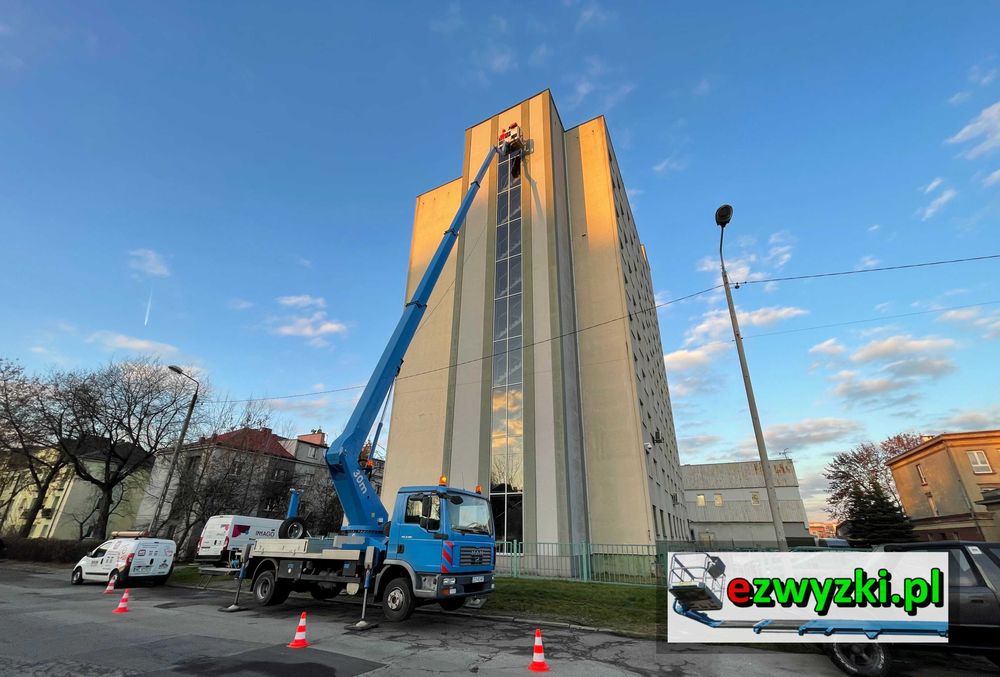 Zwyżka podnośnik koszowy 6-35m, nożycowy wynajem z operatorem lub bez