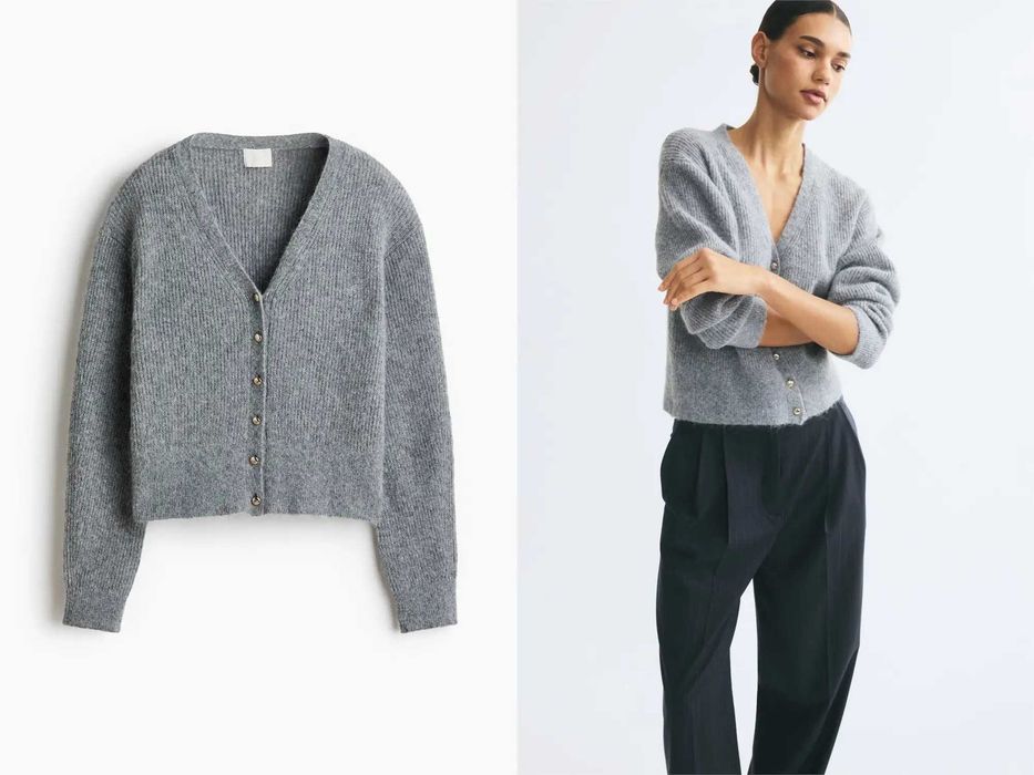 Sweter kardigan S nowa kolekcja szary wełna PROMOCJA pulower
