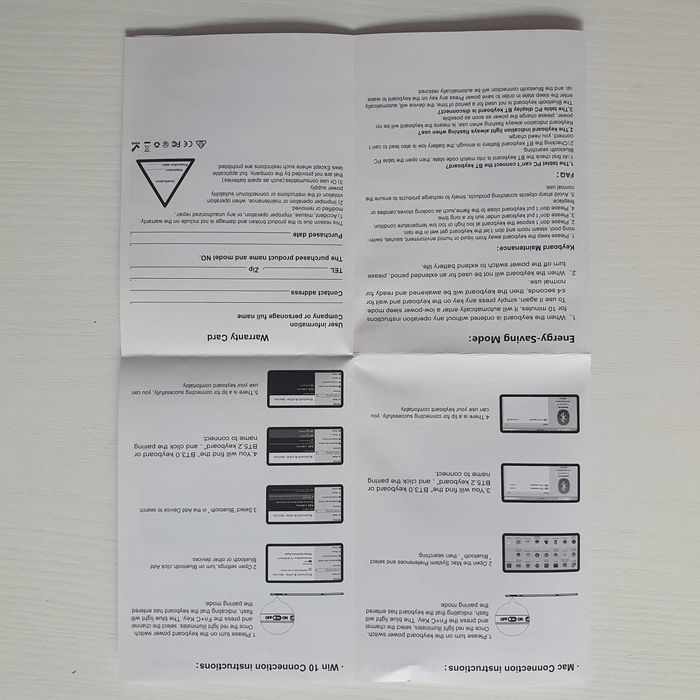 Портативная, складная, беспроводная клавиатура Bluetooth 5.2.