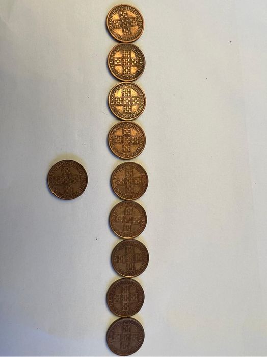Moedas antigas Escudo 20 centavos, 10 centavos, 50 centavos, 1 escudo,