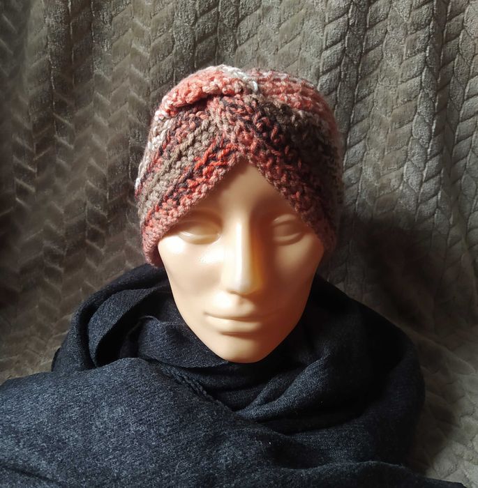 Szydełkowa Opaska Batik Twist Przeplatana Handmade