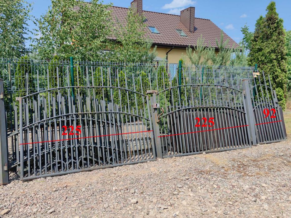 Brama dwuskrzydłowa z furtką + przęsła płotu. Solidne! Pełny pręt!