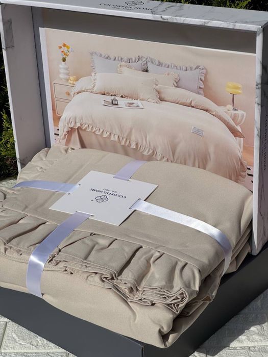 Суперціна! Постельное белье с рюшами сатинова постільна білизна