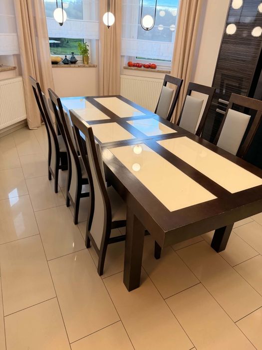 Stół duży + 6 krzeseł salon kuchnia rozkładany