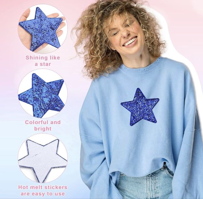 Peutier 10 celinowych gwazdek do naklejenia żelazkiem