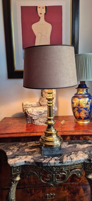 Mosiężna lampa hollywood regency mid century design antyk modern chic