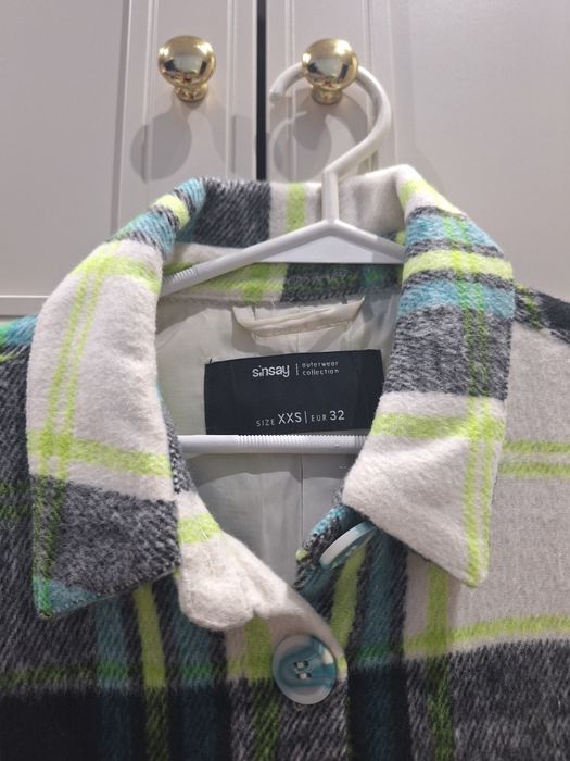 Kurtka koszulowa damska jesienna w kratę okrycie Sinsay rozmiar XXS 32