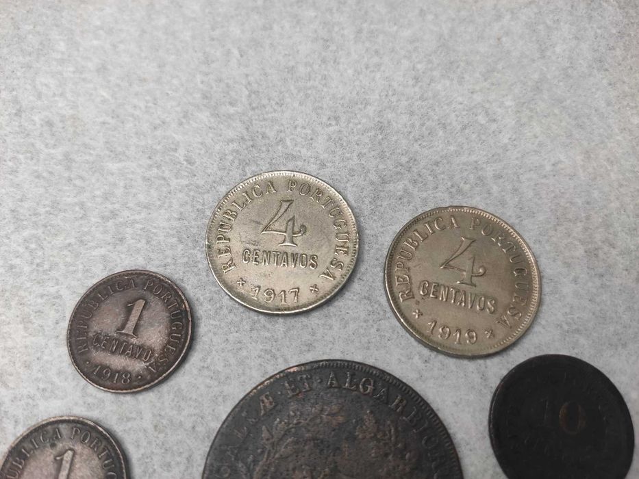 Conjunto de Moedas de 1, 4, 5, 10 centavos e XX Reis 1849