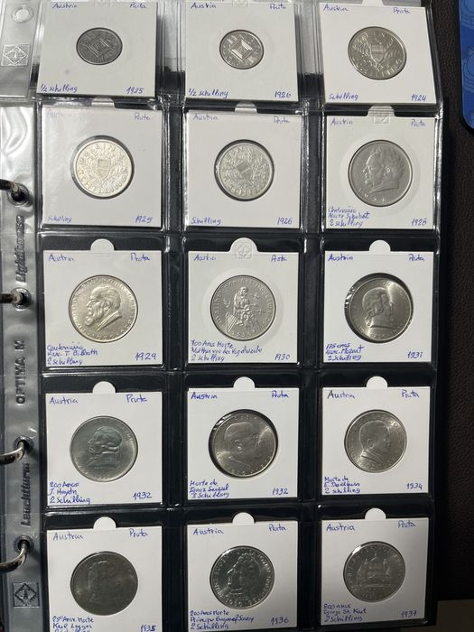 Moedas prata Austria 1924 a 1979 (98 moedas)