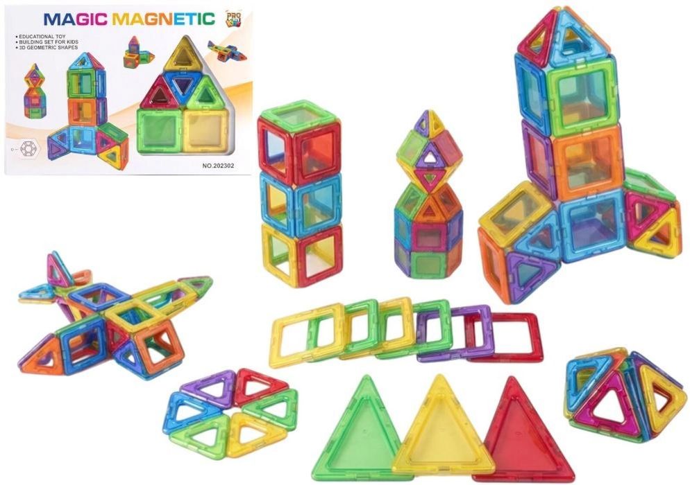 Klocki magnetyczne 40el pudełko,245x55 mm