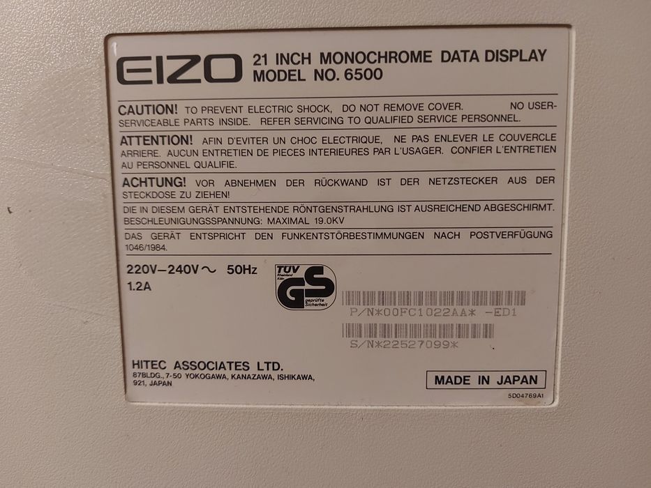 Monitor ECL do Atari TT  EIZO Flexscan 6500