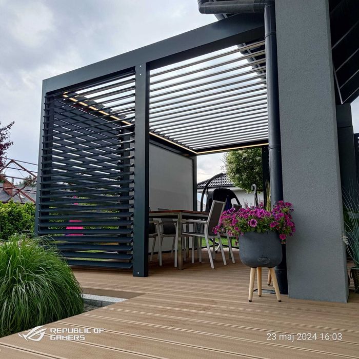 Pergola lamelowa zadaszenie tarasu ogród zimowy poliwęglan szkło 5 x 3