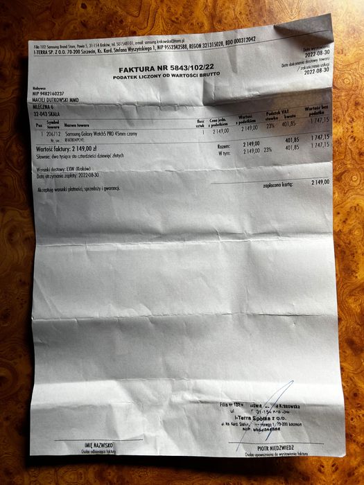 Samsung Galaxy Watch 5 Pro + 3 paski + etui + folia + pudełko + faktur