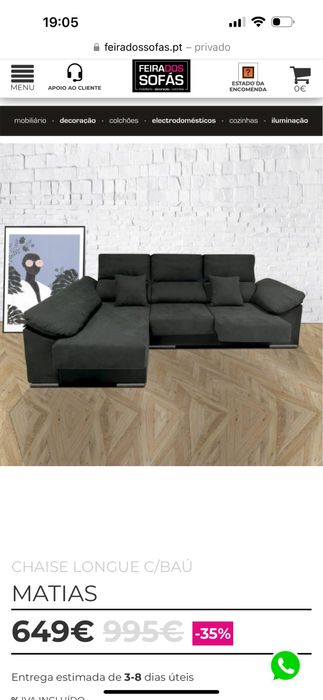 Sofa com chaise longue