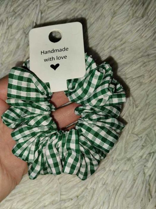 Gumka scrunchie / zielona kratka