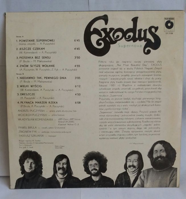 S,, Exodus - Supernova (LP) Polish vinyl wynil polski symphonic rock