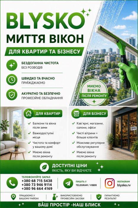 Надаю послуги з миття вікон