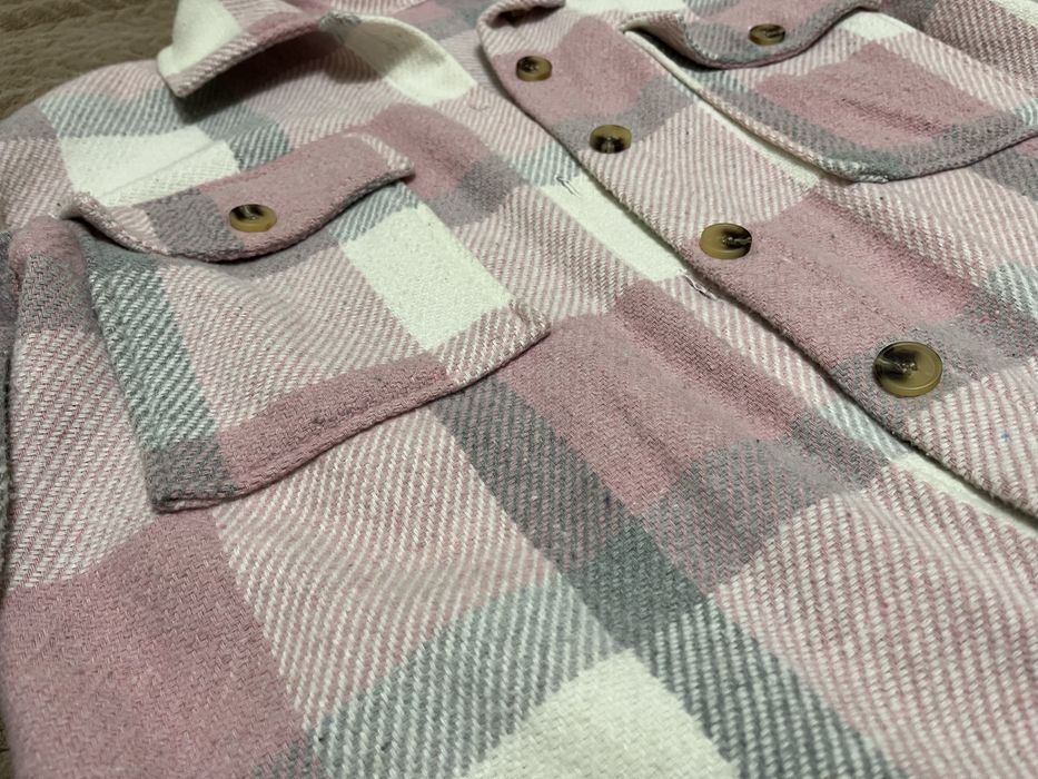 Зимняя теплая рубашка в клетку из шерсти