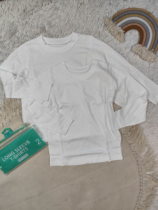 2 nowe bawełniane bluzki koszulki z długim rękawem gładkie na wf treni