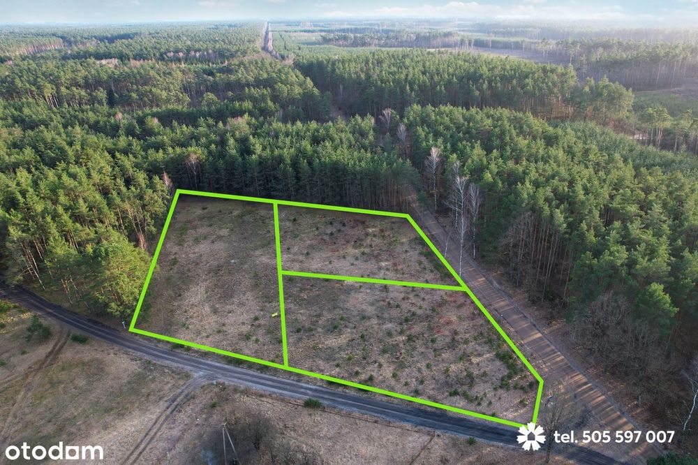 3 działki przy lesie. 36 zł/m2. Pow. 2162 m2, 2752 m2, 2188 m2