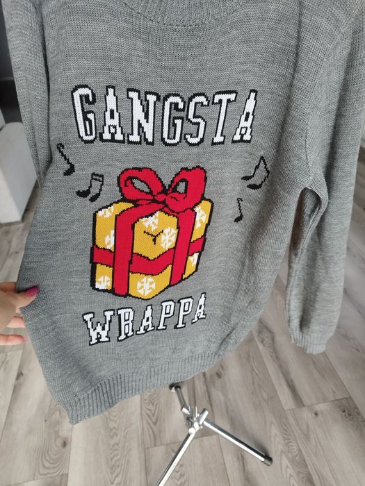 R.L szary męski sweter prezent gangsta wrappa