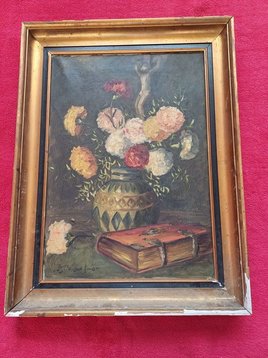 Stary obraz na płótnie sygnowany