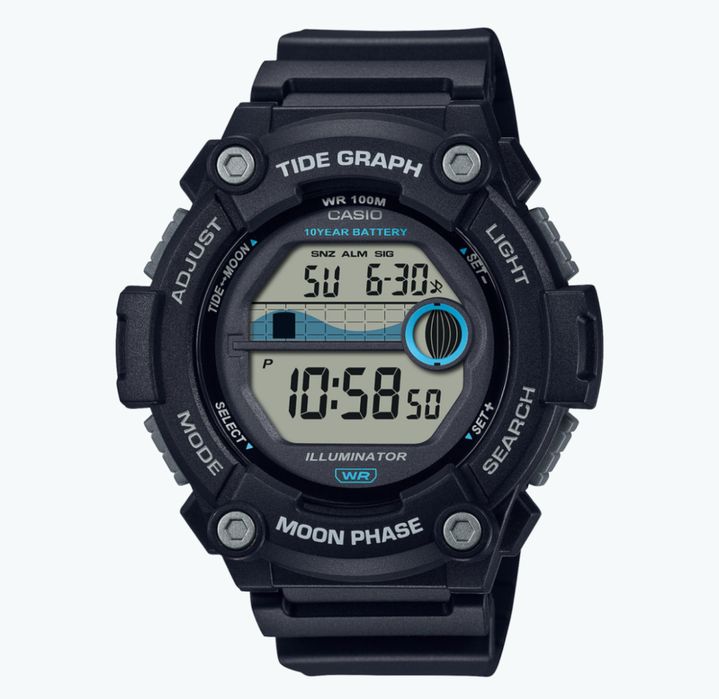 Relogio casio com marés e lua