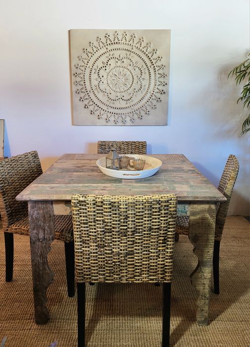 mesa, refeições, cadeiras, oriental, indiano, rustico