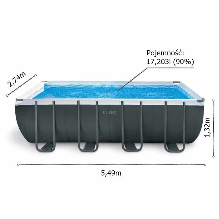 Duży Basen Ogrodowy Stelażowy Prostokątny INTEX 26356 ; 549x274x132