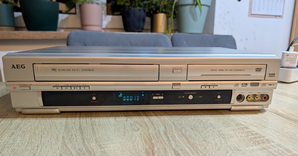 AEG DVD-R4509 VCR #Nagrywarka DVD VHS #6 Głowic #Hi-Fi Stereo #S-Video