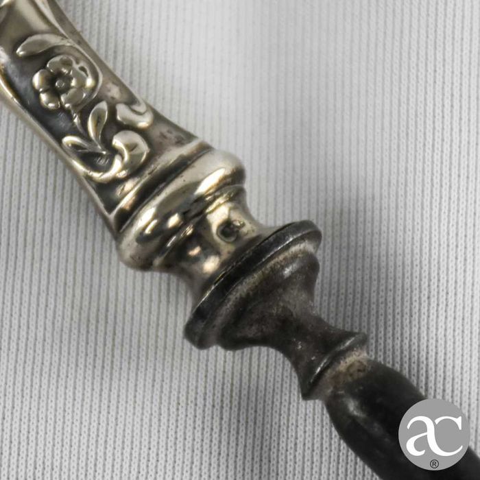 Gancho para botões / cordões (buttonhook) prata portuguesa, séc. XIX