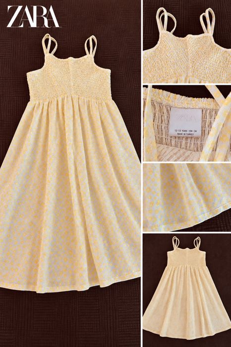 Vestido Zara Criança Amarelo e Branco 12/13 Anos