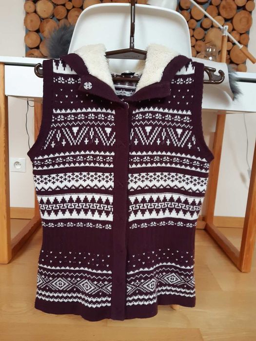 Kamizelka damska bordowa z kapturem Tantum O.N. rozmiar M