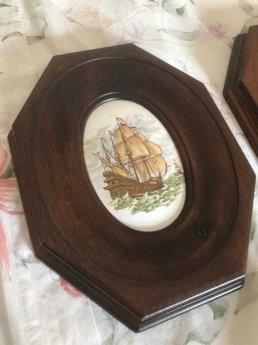3 Quadros de barcos com moldura