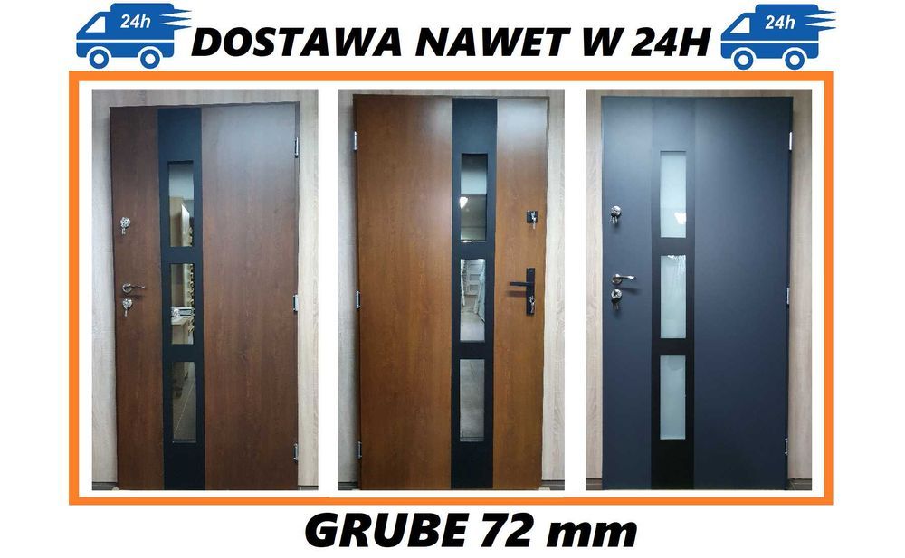 Drzwi zewnętrzne 80 90 GRUBE 72 mm model AFRYKA 2 SZYBKA DOSTAWA