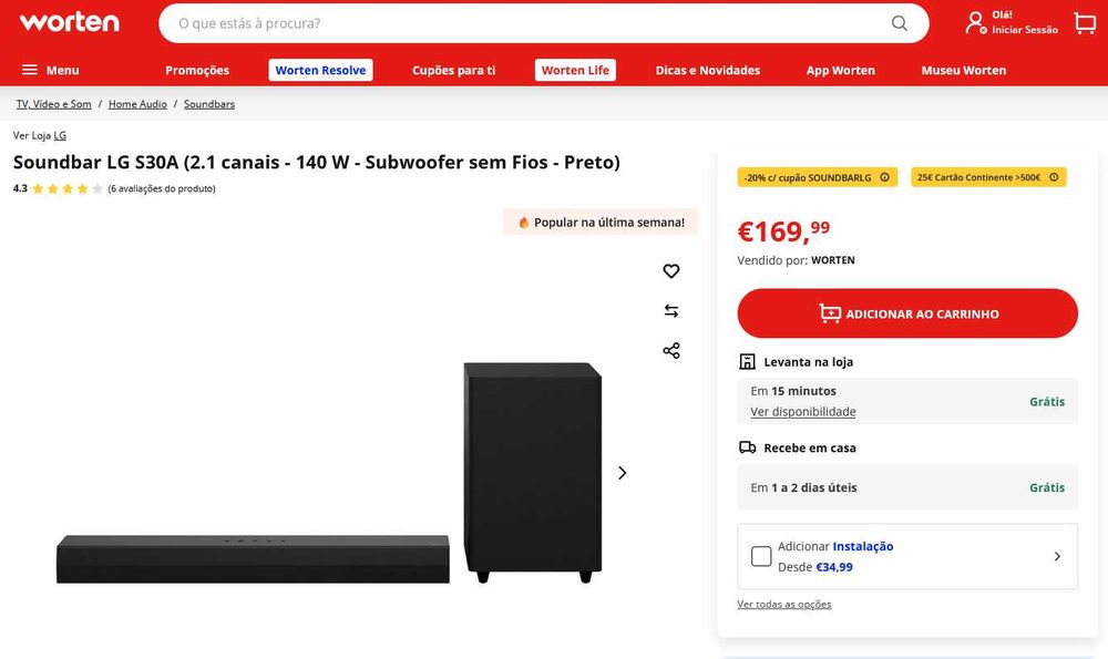 TV LG 65 MINI LED QNED + Soundbar LG S30A, Maio 2026, Novos na caixa selada