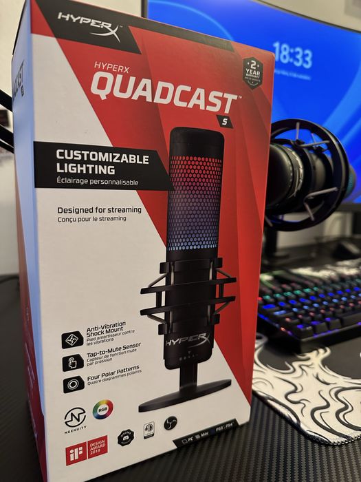 Microfone HyperX QuadCast S Preto