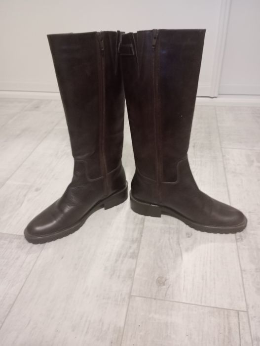 Kozaki skóra brązowe 37