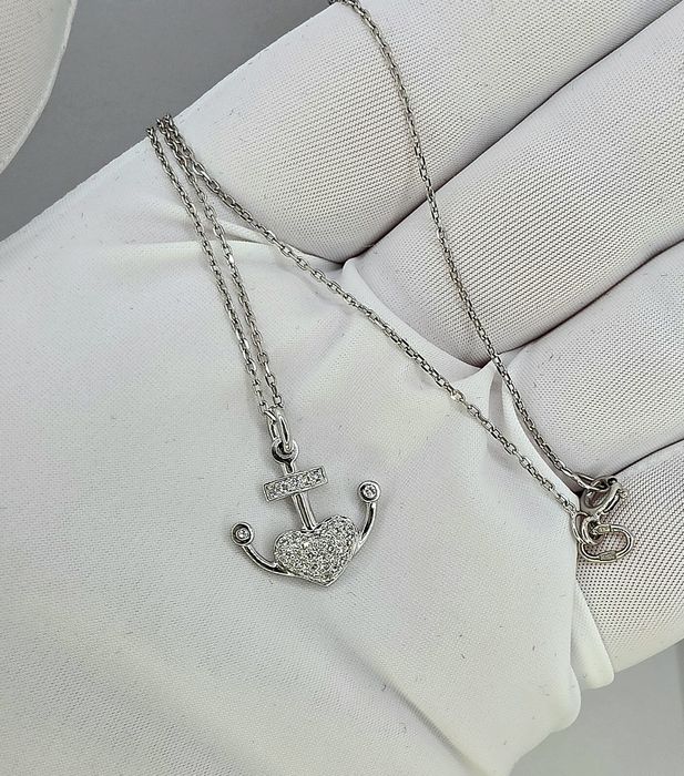 Брендовий золотий підвіс+ланцюг с діамантами 0.3ct