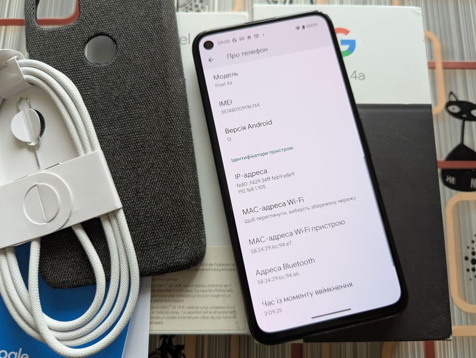 ІДЕАЛ Google Pixel 4a4G 6-128Gb Just Black/Neverlock/2-Sim/NFC/АКБ 100
