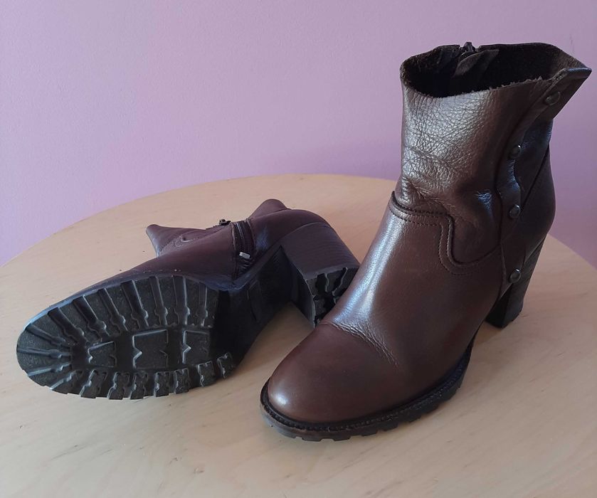 Botins Pele Castanho 37 Foreva