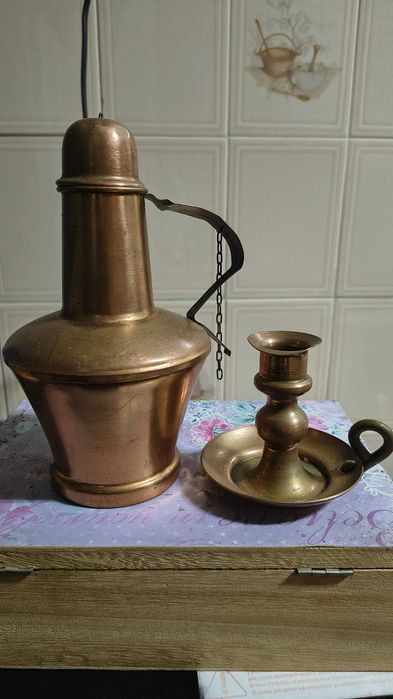 Porta vela e jarro em cobre - vintage