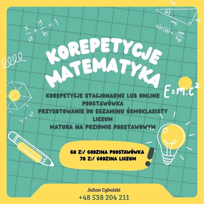 Korepetycje z matematyki | Przygotowanie do matury podstawowej i egzaminu 8-klasisty | Wrocław