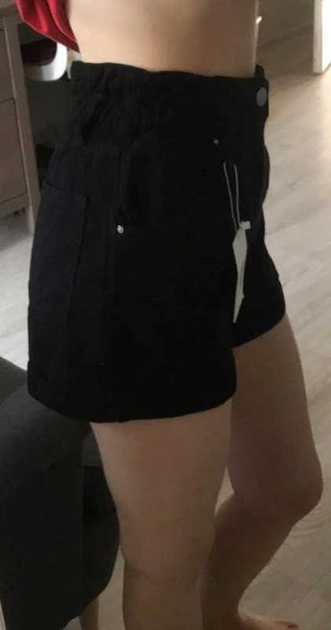 spodenki czarne talia wysoki stan