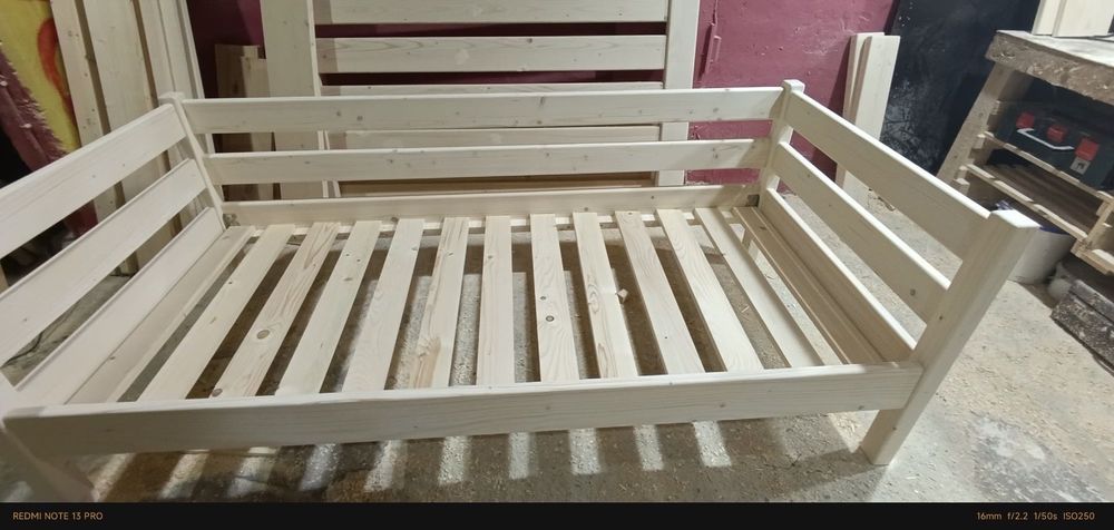 Ліжко деревʼяне 90*200, ліжко односпальне, ялиця, деревʼяне